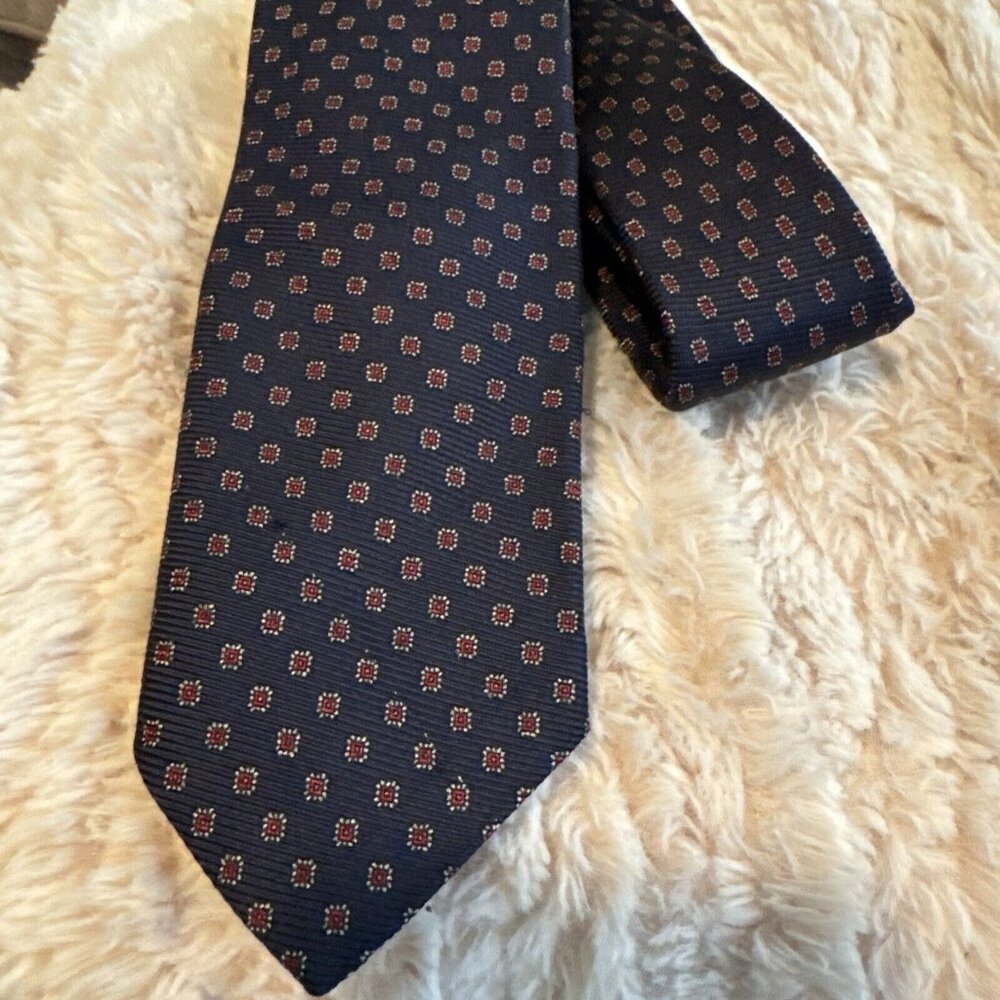 Polo Ralph Lauren Neck Tie 100% Silk Blue Pink Handmade USA Fabric From ITALY